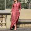 Vestido informal de vacaciones para mujer, de manga larga, con solapa y estampado floral, de algodón, con botones y camisa larga