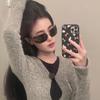 2024 Nuevas gafas de sol curvas sin marco para mujer Y2K Lujo ligero Mil Oro Estilo Zhang Yuanying Mismo estilo Gafas de sol de alta sensación para hombres-