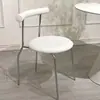 Silla de cuerno de arte de hierro nórdico, silla de comedor para el hogar, silla de maquillaje simple con respaldo, silla de escritorio, silla redonda pequeña informal de moda con cojín suave