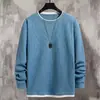 Nueva Marca de Moda Primavera y Otoño Juventud Versátil Delgado Deportivo Color Sólido Base Casual Camiseta de Manga Larga