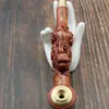 Fabricante de Sandália de Sangue Esculpida em Madeira Pixiu Tubo de Uso Duplo Panela de Cobre Filtro de Tabaco para Cigarro Porta-Cigarro Tubo Seco de Madeira Atacado