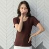 Playera Modal de Cuello Redondo y Manga Corta para Mujer Verano Blanca Ajustada Camiseta Interior con Top Corto Negro Estilo Nuevo 2025