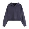 Sudadera con capucha corta casual nueva de otoño e invierno estilo europeo y americano para mujer, lavada, vieja, retro, sexy, top transfronterizo de 400g