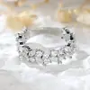 Anillo Femenino Rongxing de Lujo Ligero Transfronterizo con Diamantes Completos y Piedras de Corte Marqués y Redondas para Decoración de Fiesta y Banquete
