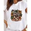 Camiseta de Talla Grande con Nuevo Patrón Geométrico Europeo y Americano Estampada Una Pieza Camiseta Base Casual con Letras Manga Corta para Mujer