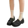 Nuevos Mocasines de Plataforma Otoñales para Mujer, Slip-on, Negro Retro, Estilo Británico, Zapatos Pequeños de Cuero, Zapatos de Una Sola Pieza Retro
