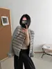 Diseño de doble cremallera, cárdigan de punto de piel sintética tipo visón, nuevo estilo otoño/invierno, cuello alto, corte holgado, abrigo suéter de alta gama para mujer