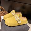 Sapatos Slip-On Retro de Sola Grossa Estilo Birkenstock com Aumento Oculto de Altura, Meias-Calças Fechadas para Mulheres, Novo Modelo Primavera 2025