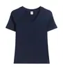 Camiseta Preta Decote V Tendência Peso Pesado Manga Curta para Mulheres Verão Slim Fit Ombro Normal Camada Base Top Interno Novo Estilo 2026