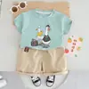 Traje de Verano de Patito de Manga Corta para Niños de 1 a 3 Años Ropa de Moda para Bebé Conjunto de Dos Piezas de Verano para Niños