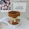 Cesta de armazenamento trançada tipo rattan cesta de frutas para presente cesta de presente portátil cesta de mão para madrinha caixa vazia caixa de presente cesta de flores