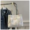 Bolsa Grande Plissada Fresca Pequena Feminina Nova 2024 Estilo Mori Fashionável Bolsa de Ombro Alta Estilo Coreano Bolsa Tote Casual