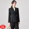 Roupa para o Trabalho Advogado Servidor Público Entrevista Traje Profissional Blazer Conjunto de Terno Outono 2026 Azul Escuro Conjunto de Terno Feminino