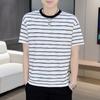 YINGAO Camiseta Japonesa Rayada de Manga Corta para Hombre Verano Nueva Cuello Redondo Camiseta Juvenil Casual Holgada Ropa