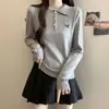 Suéter con cuello POIO bordado de lazo, top de punto de manga larga, nueva moda otoño/invierno, efecto adelgazante, capa base de punto trenzado