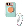Funda magnética para teléfono con patrón de ondas, color sólido, compatible con Apple 18DUO, iPhone Duo, con cordón, a prueba de caídas y elegante