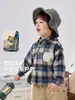 Camisa infantil masculina Dudu, body de manga longa para bebê, nova camisa xadrez estilosa para crianças, roupas casuais de outono e primavera para crianças