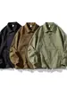 Chaqueta casual de punto gofre para hombre, nuevo estilo primavera y otoño, corte holgado, cuello camisero, manga larga, estilo workwear vintage a la moda