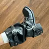 Botas de media pantorrilla negras con hebilla de cinturón tachonada, estilo dulce y fresco, para mujer, nuevas botas de moda con tacón grueso 2026, botas de motocicleta versátiles