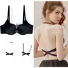 Ropa Interior Invisible sin Espalda Profunda V Sexy Push-up Anti-caída Espalda en U Sujetador para Vestido de Novia Sujetador sin Tirantes para el Cuello