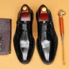 Sapatos Monge Masculinos de Couro Bovino com Fivela Brilhante, Couro Genuíno, Business Casual, Estilo Britânico, Versátil, Sapatos para Noivo de Casamento, Tamanho Grande