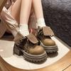 Botas Camel Retro de Suela Gruesa para Mujer 2025 Nuevo Estilo Británico Otoño e Invierno Populares Botas Maillard que Aumentan la Altura