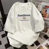 Estilo Hong Kong Verano Nuevo Casual Holgado Versátil Manga Corta Estilo Coreano Moderno Casual Americano Blanco Gris Cuello Redondo Top