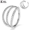 Anillo Triple de Acero Inoxidable Zircón Septum Anillo Nasal Anillo Labial Pendiente Piercing Tachuela Nasal Bastón Delgado Coclear Tachuela de Hueso de Oreja Joyería para Oreja