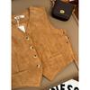 Chaleco de Gamuza con Cordones Estilo Maillard 2025 para Mujer con Diseño de Nicho, Chaleco Corto Casual con Cuello en V