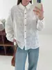 Colección Otoño 2026: Cardigan de Algodón Bordado Jacquard Fresco Estilo Japonés con Cuello Solapa Camisa Top de Manga Larga para Mujer