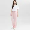 Verano 2026 Nuevo Estilo Color Sólido Versátil Casual Holgado Pierna Ancha Rectos Pantalones Deportivos para Mujer con Cintura Elástica