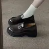 Zapatos de cuero para mujer estilo universitario con suela gruesa de 4 cm de altura, colección otoño 2026, puntera redonda, versátiles, ligeros, mocasines JK
