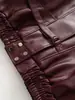 Moda Femenina 2026 Transfronteriza Vintage Estilo Motociclista Piel Sintética Manga Larga Cuello Alto Correa Corta Chaqueta