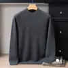 Suéter 100% cachemira pura para hombre, engrosado, cuello medio alto, hombro raglán, camisa base de punto de cachemira casual de negocios, suéter para hombre