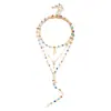 Collar Largo Apilable de Cadena de Cristal de Colores de Lujo Accesible Europeo y Americano para Mujer Estilo Ins con Colgante de Cruz de Diamante de Colores Collar para Clavícula