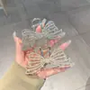 Novo Prendedor de Cabelo Pinça Shark Elegante de Alto Padrão com Laço de Strass Pérola Doce Grande para Parte Traseira da Cabeça