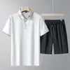 Conjunto de Camiseta de Manga Corta y Shorts de Verano para Hombres Jóvenes y de Edad Media, Polo Casual de Algodón Hielo y Pantalones