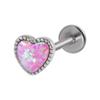 Opal Transfronteiriço Lábio Unha Aço Inoxidável Dente Interno Coração Opal Argola de Língua Opal Fantasia Rosca Interna Piercing Lábio Unha Brincos