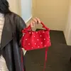 Bolsa de Mão Feminina Casual Versátil Elegante Nova Outono 2026 Bolinhas Fofa Textura Delicada Transversal Simples