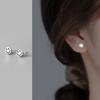 Nalan s925 Plata Yintai Vintage Pendientes Distintivos para Mujer Japoneses y Coreanos Geométricos Redondos de Sonrisa M00765