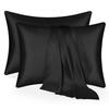 Funda de Almohada de Satén de Seda Imitación Transfronteriza Seda de Hielo Amazon Cremallera Estilo Sobre Funda de Almohada Color Puro