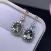 Colgante de cristal verde natural, cristal limpio, tamaño de piedra suelta 9*11 mm, engastado a mano en plata S925