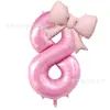Novo Conjunto de Balões de Filme de Alumínio Digital Rosa Pérola com Laço de Cor Única de 40 polegadas para Decoração de Festa de Aniversário Infantil