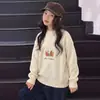 Suéter Pulôver Bordado de Frutas Estilo Coreano Outono Novo para Meninas, Blusa Tricô Casual Primavera e Outono Atacado