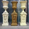 Casamento Coluna Romana Dourada Vaso de Flores Prateleira Guia de Estrada Listrado Europeu Troféu Fibra de Vidro Adereços de Casamento