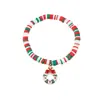 Joyería Transfronteriza Europea y Americana Navidad Pulsera de Cuentas de Arcilla Polimérica Suave Regalo Pulsera de Papá Noel Pulsera de Contraste de Color Festivo