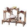 Atacado Madeira Maciça Madeira Asa de Frango Rack Bogu Pavilhão Duobao Brinquedos Culturais Rack de Armazenamento para Sala de Estar Chinesa Rack para Conjunto de Chá Armário de Exibição Pequeno Pêndulo