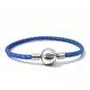 Pulsera de Cordón de Cuero Trenzado con Hebilla de Acero de Titanio Logo Panjia Bucle Único Negro Hebilla Redonda de Cuero Pulsera Básica Transfronteriza DIY