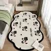 Alfombra de Cama de Terciopelo de Cristal con Dibujos de Cachorros, Alfombra de Dormitorio Antideslizante Absorbente de Agua con Forma Especial, Felpudo de Cama para el Hogar, Alfombra Refrigerante