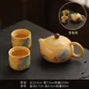 Tetera de Arcilla Morada con Segmento Dorado para Uso Doméstico, Olla Xishi, Olla para Conservar la Salud, Juego de Té Kung Fu Fengming, Tetera que Cambia de Color Sensible al Calor
